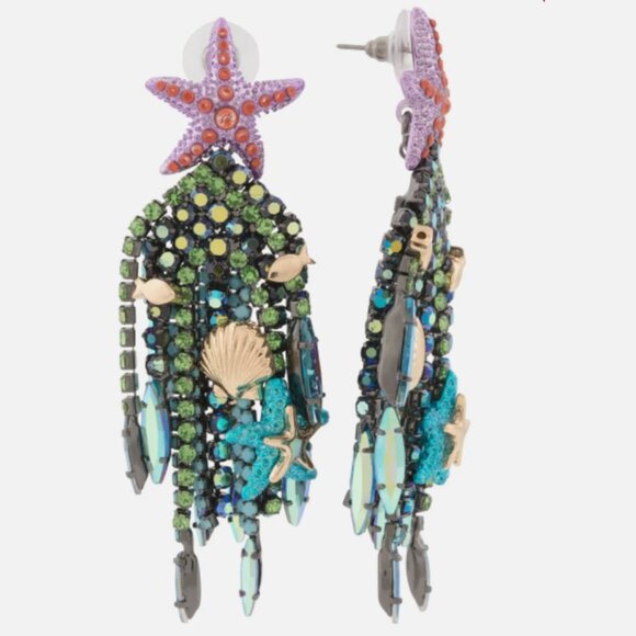 NEW Authentic Betsey Johnson MERMAID JEWELS Statement Necklace Earrings Crystals - Picture 4 of 15